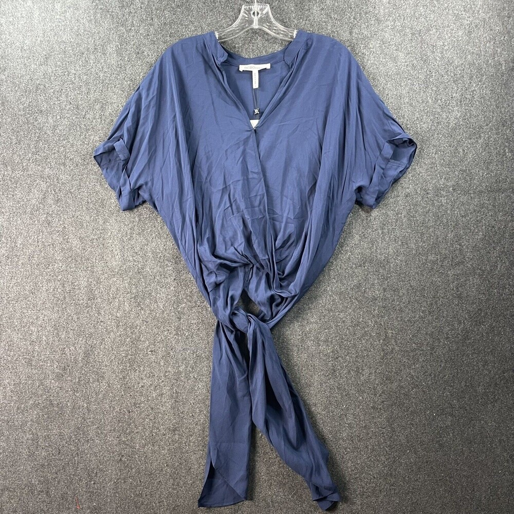 BCBG Generation Navy Blue Wrap Crop Top Women's Size Small Blouse NWT
